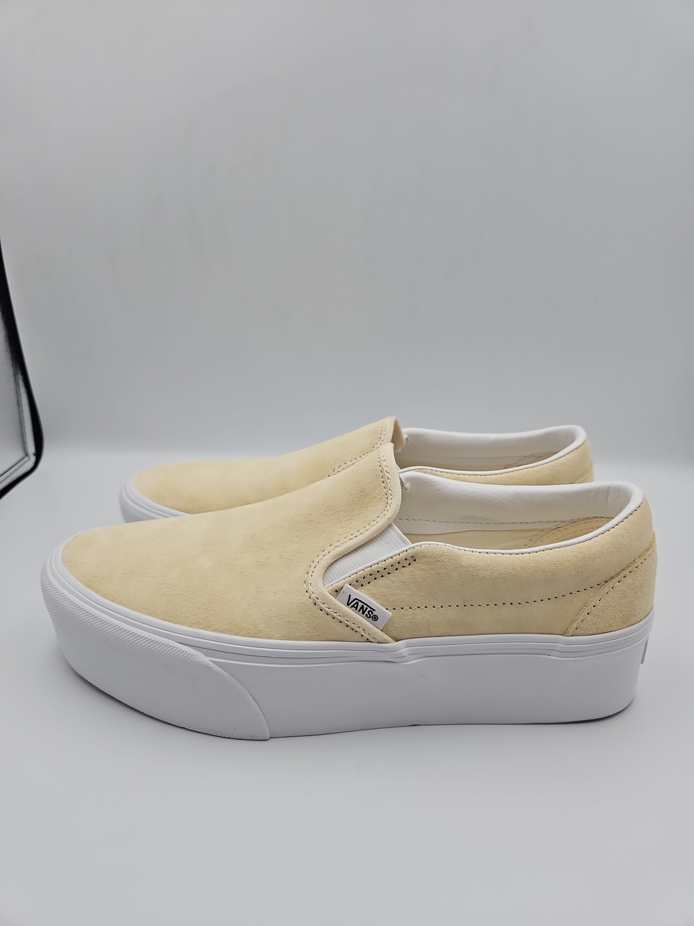 Vans Women’s Cream Yellow Suede Slip-On Platform Sneakers
